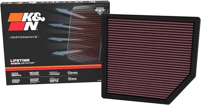 K&N High-Flow Original Lifetime Engine Air Filter: Increase Power: Premium, Washable: Compatible with 2023-2025 Chevrolet/GMC: Colorado, Canyon, 33-5143