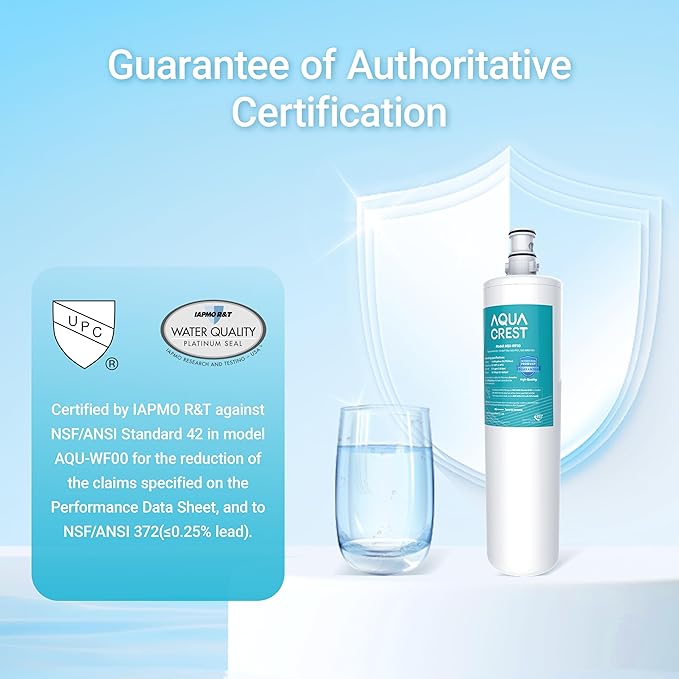 AQUACREST 3US-PF01 Under Sink Water Filter, NSF 42 Certified Replacement for Advanced 3US-PF01, 3US-MAX-F01H, 3US-PF01H, Delta RP78702, Manitowoc K-00337, K-00338 Water Filter (Pack of 1)