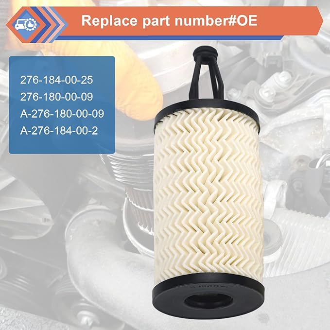 2 Pcs Engine Oil Filter Compatible With Mercedes-Benz Vehicle C, CLS, E, CLE, S, ML, SL Series, Replace #2761800009