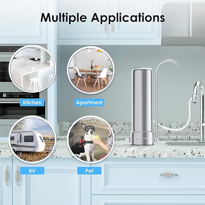 Waterdrop WD-CFF-01 Replacement Filter, NSF/ANSI 42&372 Certified, Countertop Water Filter, Longer Filter Life, 5-stage Water Filter, Reduces Heavy Metals, Bad Taste and Up to 99% of Chlorine, 1 Pack
