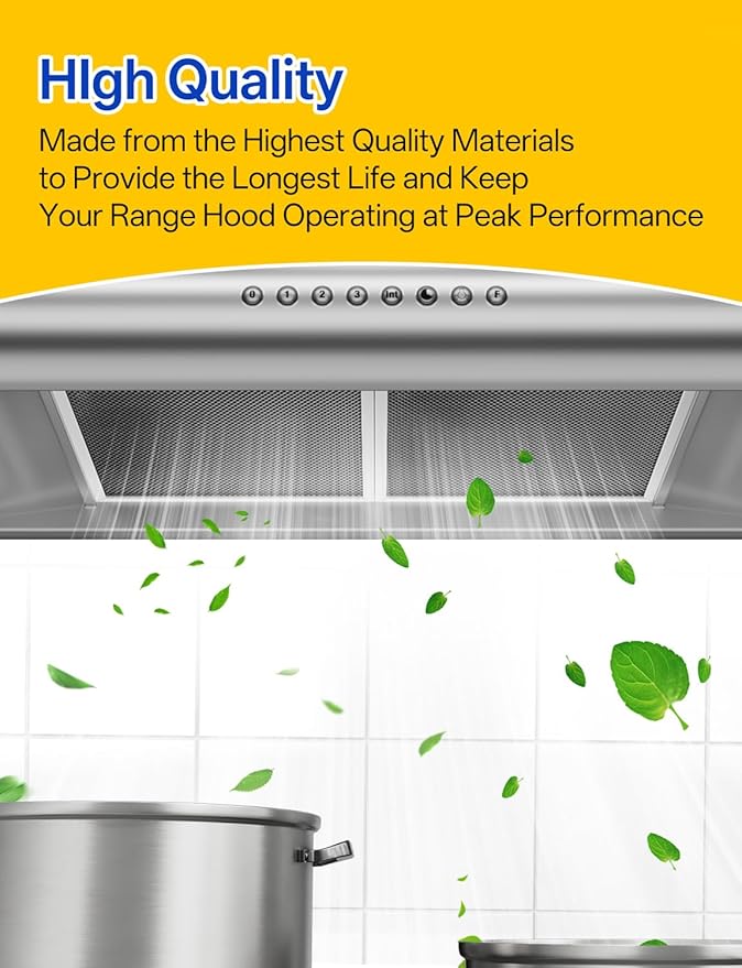 Stove Hood Vent Filter 10.5" x 8.8" 41F 97007696 Fit's N-utone & B-roan Range Hood Filter Replacement for Ductless Exhaust Fan - Aluminum Mesh Charcoal Combo Grease & Carbon Freshens Kitchen Air