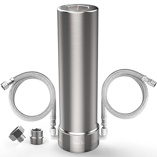 SimPure V7 Under Sink Water Filter System, 20000 Gallons, Reduces 99% Lead, Chlorine, Bad Taste, 5-Stage Stainless Steel Water Filtration System Direct Connect to Kitchen Faucet, No Drilling Required