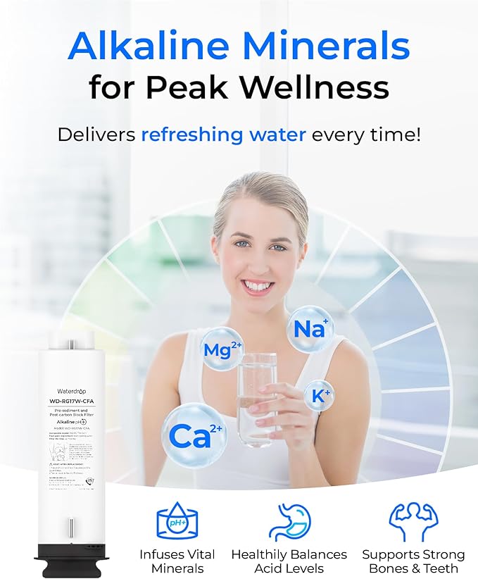 Waterdrop G5P700A-Pro-CF Filter, Replacement for Waterdrop G5P700A-Pro Undersink Reverse Osmosis System, 6-month Lifetime