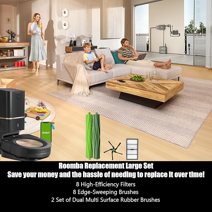 Replacement Parts Fit for iRo-bot Roomba s9 (9150) s9+ s9 Plus (9550) s Series Wi-Fi Connected Robot Vacuum Kits,2 Rubber Brushes, 6 Filters, 8 Side Brushes