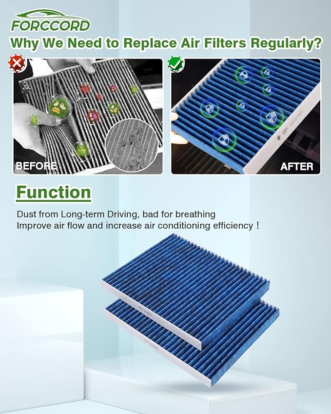2-Pack Cabin Air Filter Fits for KIA Soul (2014-2019), Soul EV (2015-2017,2019) Activated Carbon Cabin Filter Replacement CP002 CF12002 Car Accessories