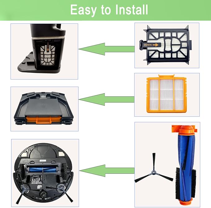 Replacement Parts for Shark AV2610WA RV2610WA Matrix Plus 2- in-1 Robot Vacuum Cleaner,1 Main Brush,3 Filters,3 Mop Pads,6 Side Brush,1 Pre Filter,1 Roller Cover,1 Filter&1 Pre-Motor Foam&Felt Filter