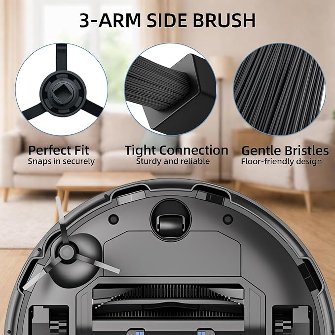 WVCR200S Accessories Kit for WYZE Robot Vacuum Cleaner WVCR200S Replacement Parts Kit, 2 Main Roller Brush, 6 Hepa Filter, 8 Side Brush, 1 Cleaning Tools (17PCS)