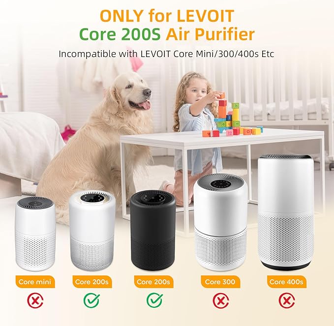 Core 200S Replacement Filter for LEVOIT Core 200S Smart WiFi Air Puri-Fier, 3-in-1 True HEPA Activated Carbon Pre-Filter, Core 200S-RF, Core 200S-P 2 Pack