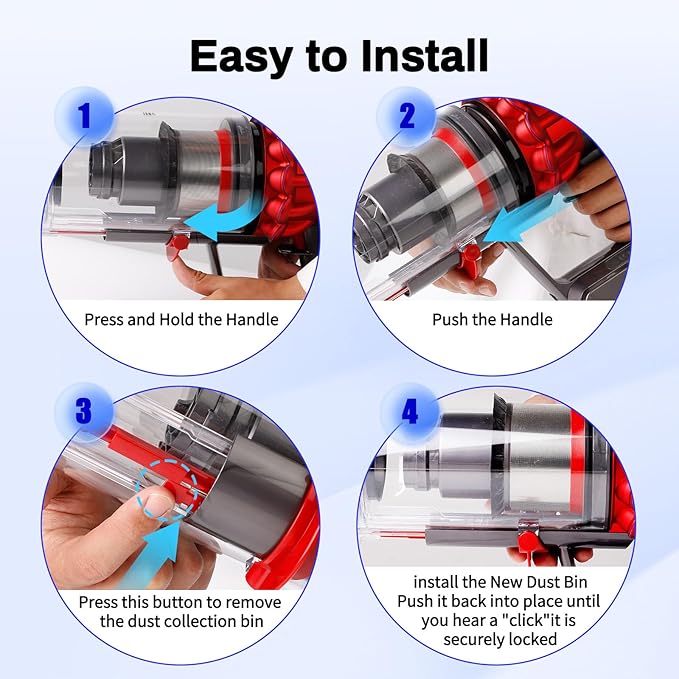 Dust Bin Replacement Compatible with Cyclone V10 Absolute,V10 Animal, V10 Animal Pro,V10 Total Clean +,SV12 Cordless Vacuum Cleaners,Canister Replacement Parts