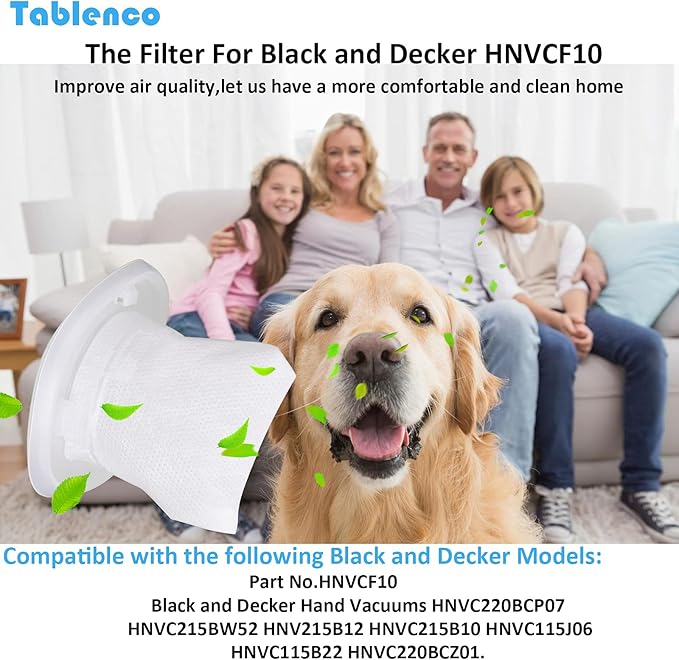 HNVCF10 Replacement Filters, Compatible with Black and Decker Dustbuster Hand Vacuums HNVC215B10, HNV215B12, HNVC215BW52, HNVC115J06, HNVC115B22, HNVC220BCZ01, HNVC220BCP07 Filter (6 Pack)