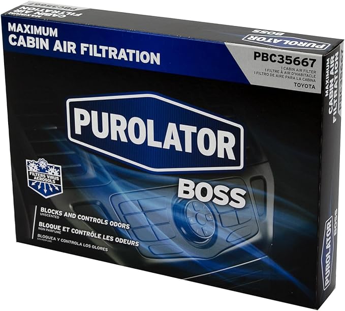 Purolator PBC35667 PurolatorBOSS Automotive Cabin Air Filter with Activated Carbon, Car & Truck Passenger Compartment OEM Filter Replacement for Toyota RAV4, Camry, Corolla and more