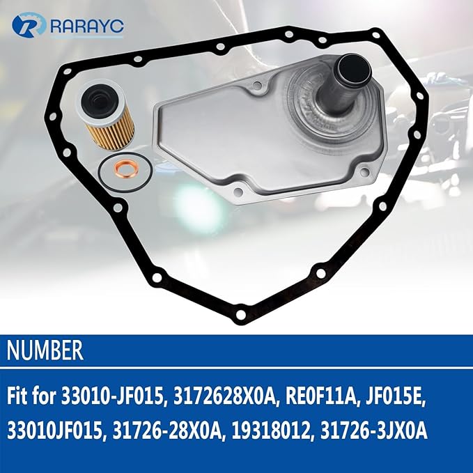 RE0F11A JF015E CVT Transmission Filter & Oil Pan Kit Compatible With 2012-2019 Nissan Versa/Sentra/Versa Note Replaces 33010-JF015 31726-28X0A
