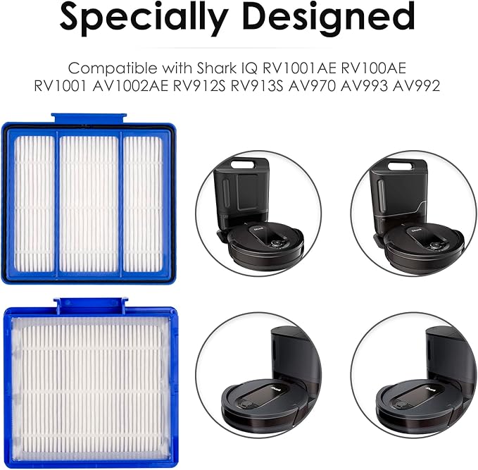 (6 Pack) RVFFK950 1172FK870 HEPA Filters for Shark ION, IQ, EZ, AI Series Robot Vacuum RVFFK950 1172FK870 RV101 RV1001AE RV1001 AV970 AV1002AE AV993 RV912S AV753 UR1000SR AV752 Filter Accessories