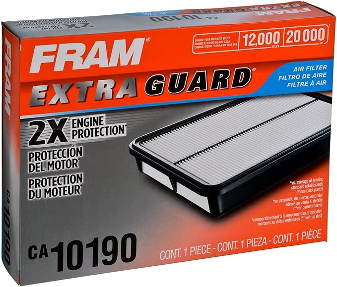FRAM Extra Guard CA10190 Replacement Engine Air Filter for Select Toyota, Scion and Pontiac Models, Provides Up to 12 Months or 12,000 Miles Filter Protection