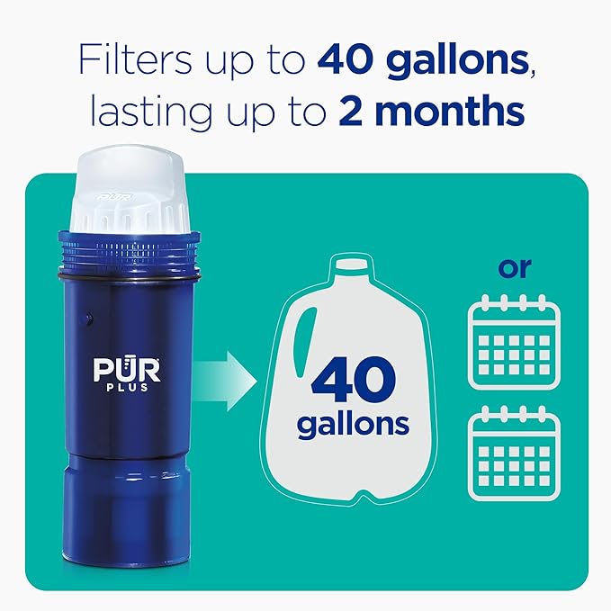 PUR Plus Lead Reducing Water Pitcher and Dispenser Replacement Filter, 1-Pack, NSF & WQA Certified - Compatible with All PUR Pitchers and Dispensers, Blue, PPF951K1