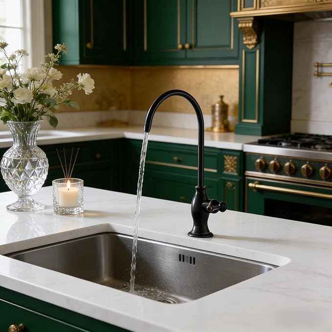 Delle Rosa Drinking Water Faucet, Stainless Steel Kitchen Water Filter Faucet, Commercial Water Filtration Faucet for Under Sink Water Filter System, Oil Rubbed Bronze Non-Air Gap RO Faucets