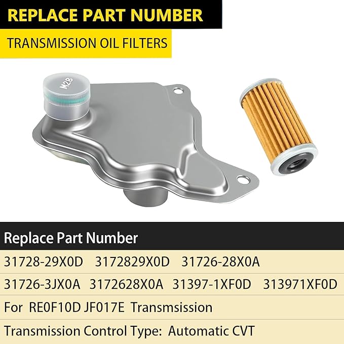 RE0F10D CVT Transmission Filter Oil Pan Gasket Kit Compatible with Nissan Altima NV200 Maxima Quest Murano Pathfinder Infiniti Qx60 Replaces 31728-29X0D 31726-3JX0A 31726-28X0A