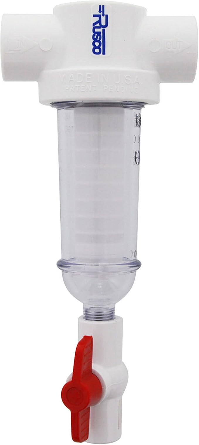Rusco 1-60-F 1" 60 Mesh Spin Down Sediment Water Filter Threaded PVC Inlet / Outlet