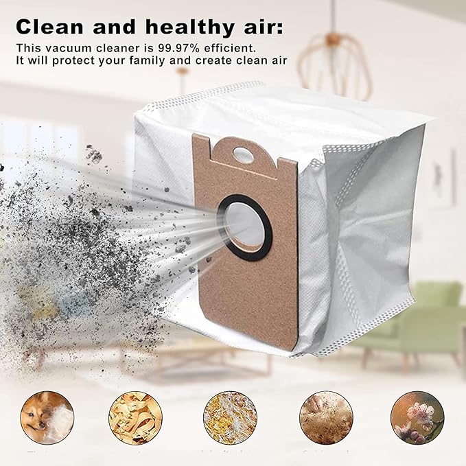 Dust Bags Replacement for iHome AutoVac Nova Pro Self Empty Robot Vacuum Cleaner Accessory Parts, for iHome Nova S1 Pro, Halo, Orbita, Eclipse, Luna, 6 Pack