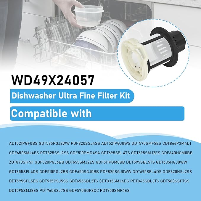 New for GE Dishwasher Ultra Fine Filter Kit WD49X24057 Replace parts WD12X10416 WD12X20107 ge profile washer dryer combo foam filter WD12X21976 WD12X22560 WD12X23736 WD12X20340 WD12X21676 WD12X20549