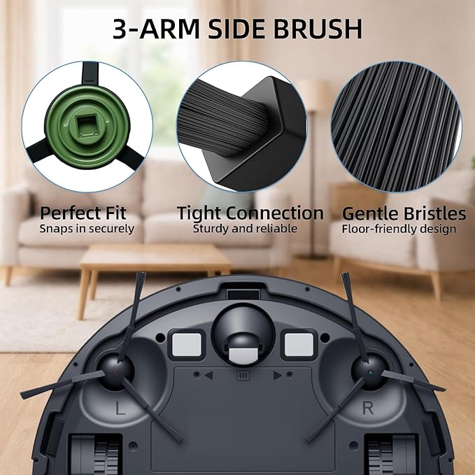 20-Piece Accessories Kit Compatible with Tikom G8000 Max / L8000 Pro (2025 New Vision) / L8000 Plus Robot Vacuum Replacement Parts, Includes 2 Main Brushes, 6 Side Brushes, 6 HEPA Filters, 6 Mop Pads