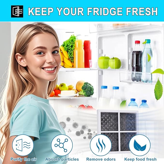 LT120F Refrigerator Air Filter Replacement 6 Pack for LG Kenmore, Compatible with ADQ73214402 ADQ73214403 ADQ73214404 ADQ73334003 ADQ73334008 - Odor Remover Fresh Air Filter