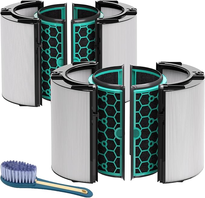 Leemone 2 Pack TP04 HP04 DP04 Filter Replacement Compatible with Dyson TP04 HP04 DP04 TP05 DP05 Air Purifier, 360° Combi Glass Filter & Activated Carbon, Black