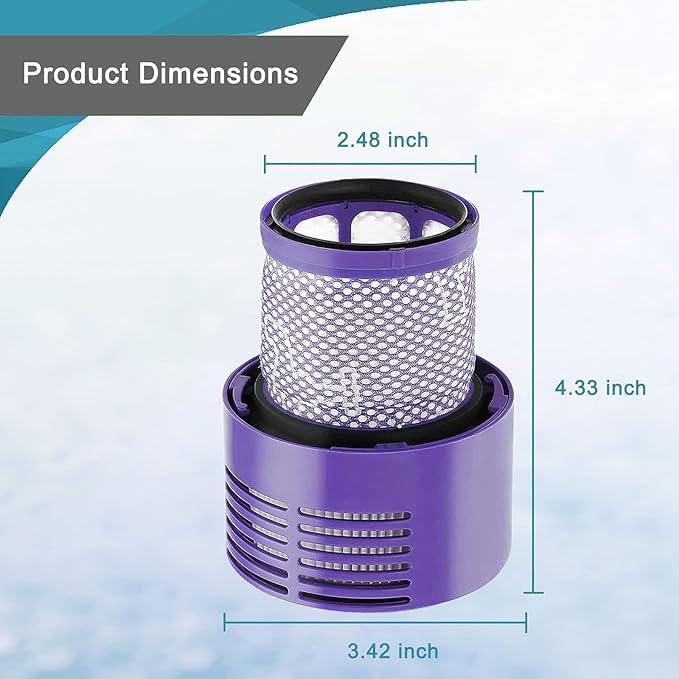 4 Pack V10 Filters Replacement Parts Compatible with Dyson V10 Cyclone Series, Cyclone V10 Absolute, Cyclone V10 Animal, V10 Total Clean, SV12, Replace Part No. 969082-01