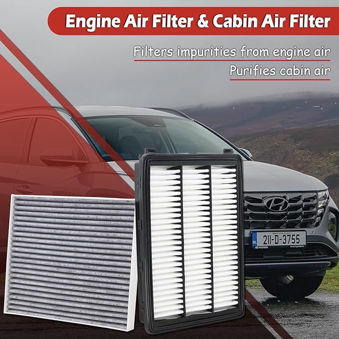 28113-D3300 Engine Air Filter and 97133-D1000 Cabin Air Filter kit Compatible with 2016-2021 Hyundai Tucson 2017-2022 Kia Sportage Not For Hybrid Replaces CA12065 CF12160