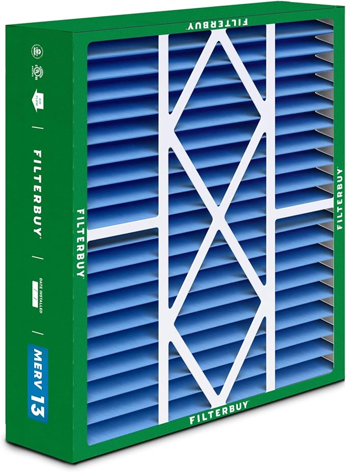 Filterbuy 19x20x5 Air Filter MERV 13 Optimal Smoke & Allergy Defense (4-Pack), Pleated HVAC AC Furnace Filters for Bryant, Carrier, BDP, Day & Night, and Payne (Actual Size: 19.06 x 19.81 x 4.25)