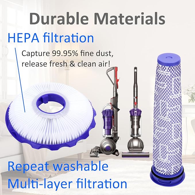 Filter Replacement Parts for DC40 Light/Slim Ball Animal Multi Floor 2 UP16 UP19 Dyson Upright Vacuums, Pre-filter 923587-02, HEPA Post Filter 922676-01 (DC40 Filter)