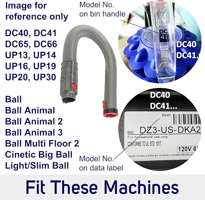 Upgraded Hose Replacement for Dyson DC40 DC41 DC65 DC66 UP13 UP14 UP19 UP20 UP30 Upright Vacuums, Stretch Hose Assembly Part Ref. No. 920765-03 920765-04 923433-01 (DC40 DC41)