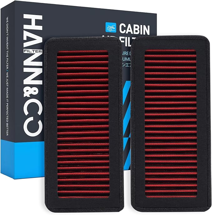 HANN&CO Washable And Reusable High Flow Cabin Air Filter，Greater Than 15 Years of Service Life，Set of 2 Pieces Suitable For Nissan Armada；INFINITI QX56 Replacement CF10388，CP388，VF1002（HCC1036-X）