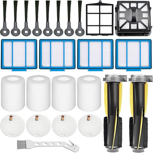 Replacement Parts Compatible with Shark IQ R101AE (RV1001AE),IQ R101 (RV1001) Robot Vacuum, Roller Brush, Foam Felt Filter, Side Brushes, Self-Clean Base Filter Accessories Kit