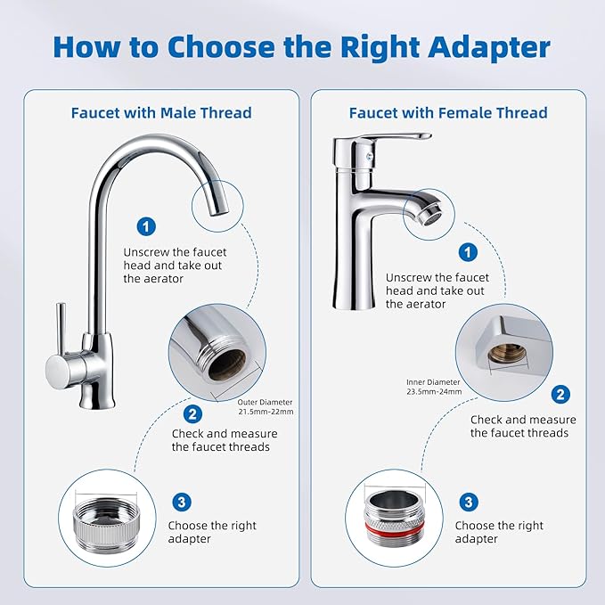 iFealClear 11 PCS Brass Faucet Adapter Kit, Kitchen Sink Aerator Adapters Fit Faucet with Removable Aerators, Male Female Thread Sink Faucet Adapter for Bathroom, Kitchen and RVs Faucets