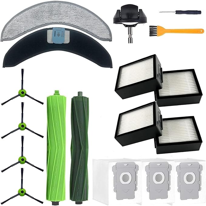Replacement Parts for iRobot Roomba Combo 10 Max,Combo j9+,Combo j7+/Plus Vacuum (Only Combo Series), 2 Brushes+2 Mop Pads+4 Filters&Side Brushes&Bags