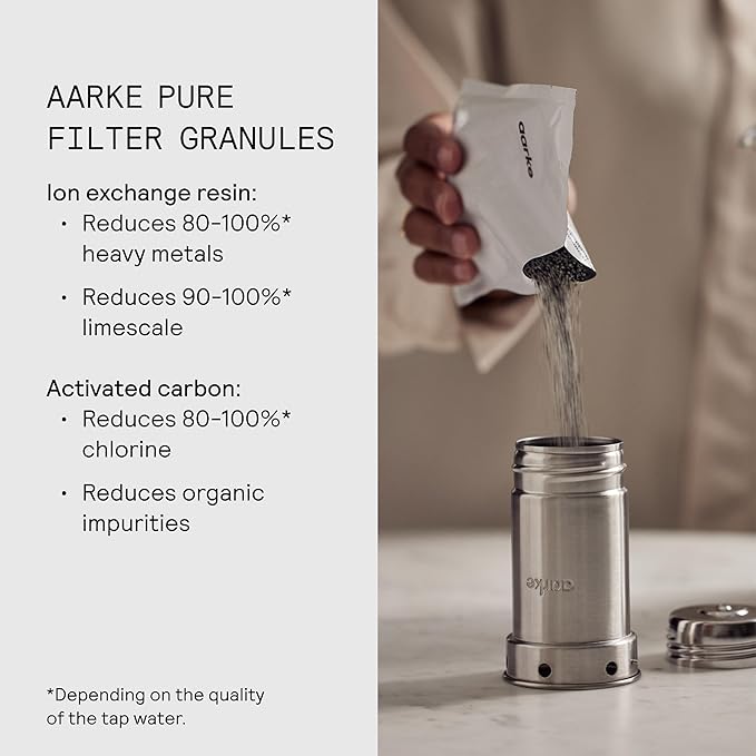 Aarke Pure Filter Refill Granules - Reduces Heavy Metals for Clean Water, Eco-Friendly, 8-Week Performance, Compatible With Purifier Pitchers (3 Pack)