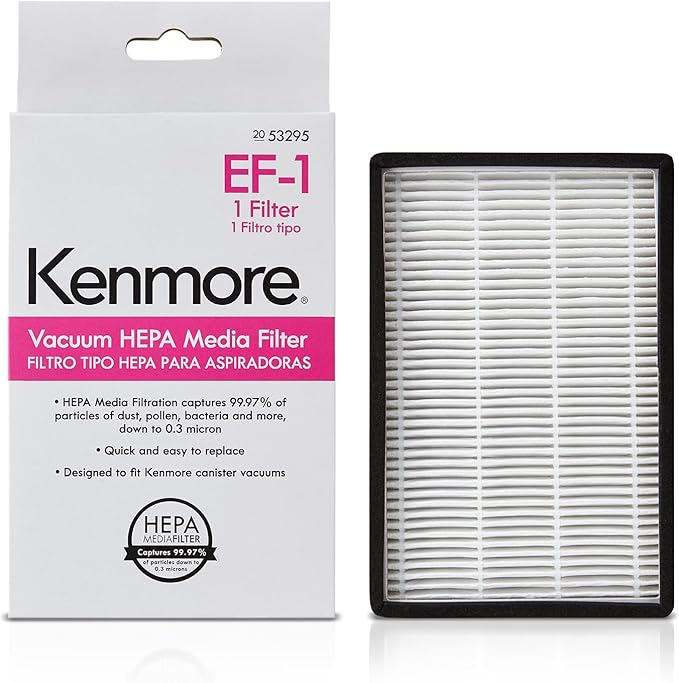 Kenmore 53295 EF-1 HEPA Media Vacuum Cleaner Exhaust Air Filter for Upright and Canister Vacuums,White