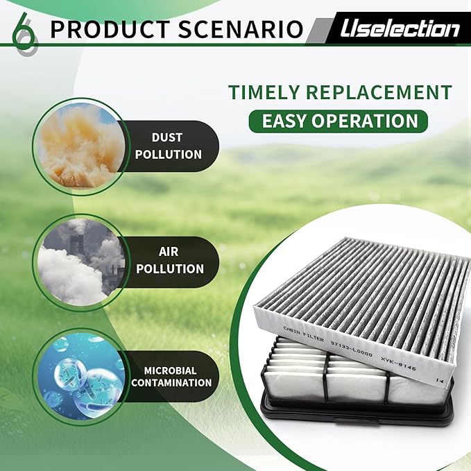Cabin Engine Air Filter W/Activated Carbon Kit for Elantra (2021-2025Only Gas), for Kona (2024-2025), Replaces 28113-AA100, 97133-L0000