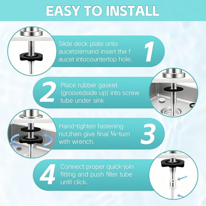 Drinking Water Faucet, Lead-Free Kitchen Water Filter Faucet for Reverse Osmosis or Water Filtration System, RO Faucet, Brushed Nickel (Silver)