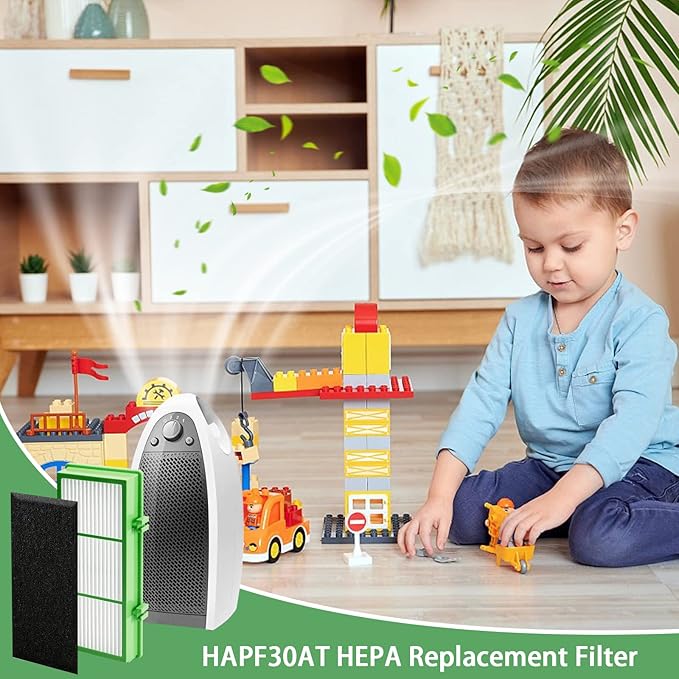 HAPF30AT Filter Replacement for Holmes AER1 Filter Replacement, Compatible with HAPF300AH-U4R and HAP242-NU, Funmit 4 Filters & 8 Activated Carbon Pre-Filters, Green