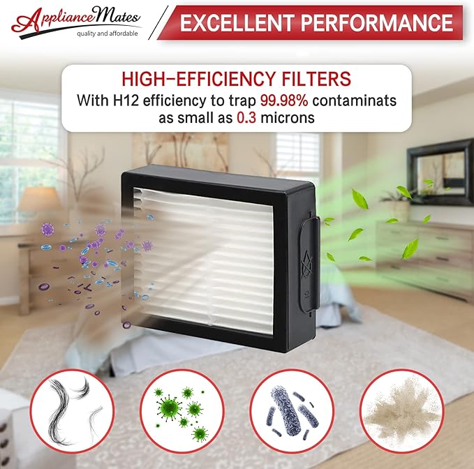 High Efficicency Filters Replacement for iRobot Roomba E, I and J Series i7 i7+/plus i3 i3+ E5 E6 E7 i4 i6 i6+ i8 i8+ Vacuum Cleaners Parts, 9 Pack 4639161 Filters + 1 Cleaning Brush