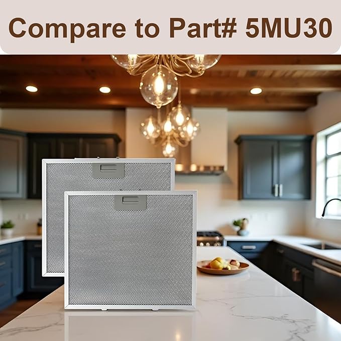 5MU30 Aluminum Mesh Filter Replacement Set Compatible with COSMO COS-5MU30 30 in. Delta Collection Ducted Under Cabinet Range Hood, 2 Packs