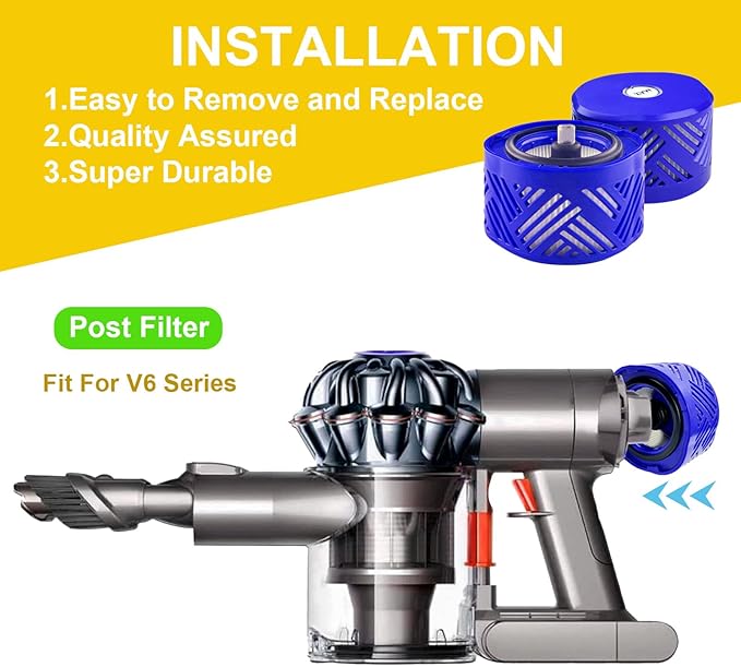 2 Pack Post Motor Filter Replacement Parts Compatible with Dyson V6 Filters Vacuum Cleaner,Accessories Filter for Dyson V6 DC58 DC59 DC62 DC72 DC74 Absolute Animal Motorhead Part attachment