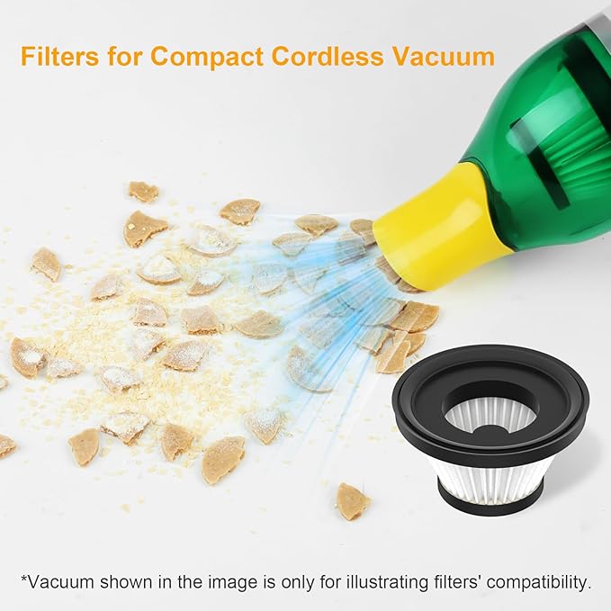 6 Pack Replacement Filters Compatible with Compact Handheld Portable Cordless Vacuum Cleaner AS Seen On TV, Washable Filters (Vacuum Not Included)