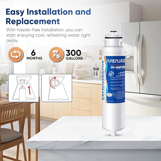PUREPLUS HX2017FR-A NSF 53&42 Certified Repleacement for NS-WF26FD9-1,DW2042FR-09,Kenmore 46-9130,Compatible with Hisense HRF266N6CSE1, Daewoo FRN-Y22D2V, NS-RFD26SS9 Refrigerator Water Filter, 1PACK