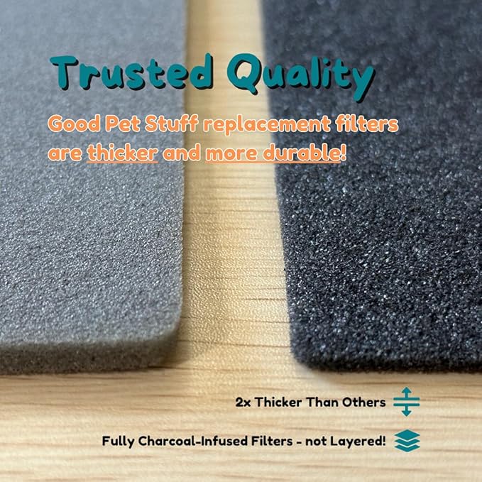 Good Pet Stuff, Replacement Carbon Odor Control Filters for Hidden Litter Box Planter, Courtyard Square Shape, Easy to Install, Odorless, Absorbs Smells, Sunlight Activated Charcoal Infused, 8 Pack