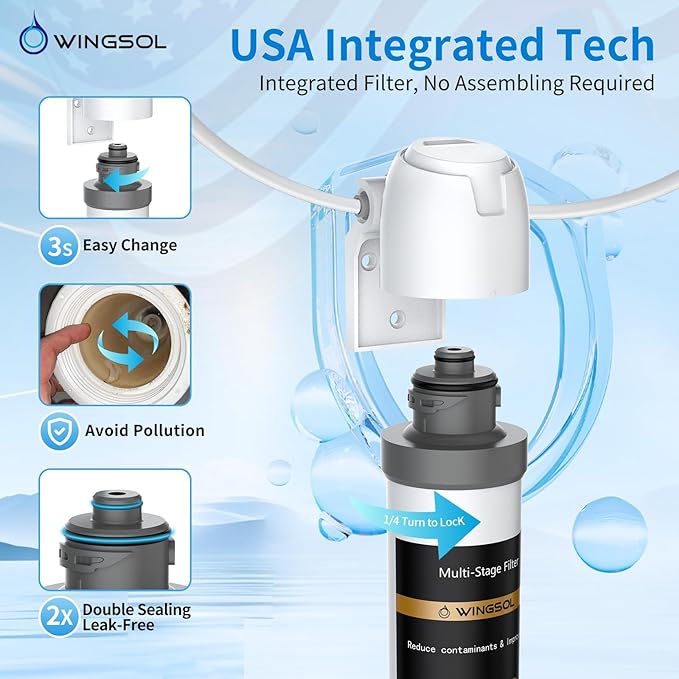 WINGSOL Replacement Filter Cartridge for Under Sink Water Filter Compatibel with: WS-QC-001, WS-QC-001 (F), WS-QC-001 (FY), WS-QC-001 (FB), 1 Pack