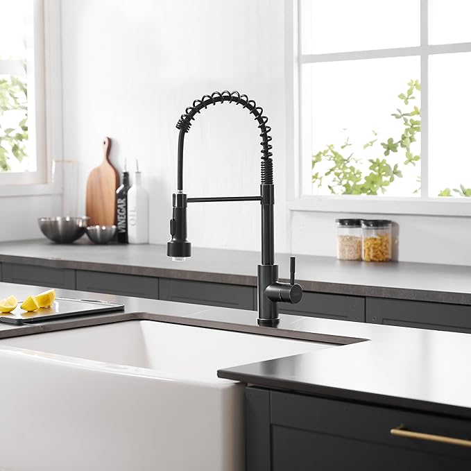 GIMILI Oil Rubbed Bronze Kitchen Faucet with Pull Down Sprayer Single Hole LED Sink Faucet, Suitable for Farmhouses, RV, Laundry Room, Outdoor, and Campers. Llave para fregadero de cocina