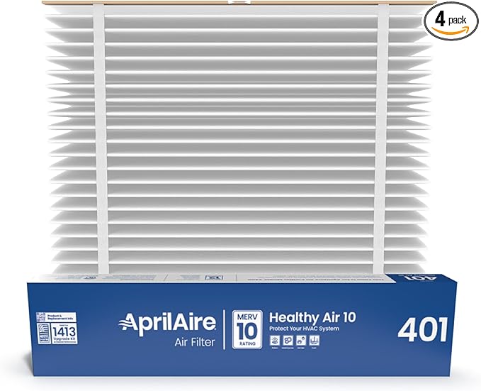 AprilAire 401 Replacement Furnace Filter for AprilAire 2400, Space-Gard 2400 Whole-House Air Purifiers - MERV 10, 16x25x6 Air Filter (Pack of 4)